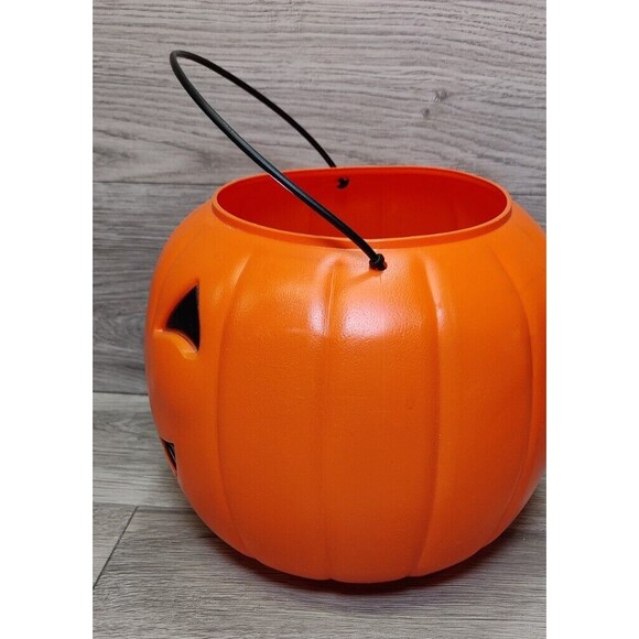 Halloween Pumpkin Blow Mold - Trick or Treat Bucket VTG General Foam Plastic USA - Picture 3 of 9